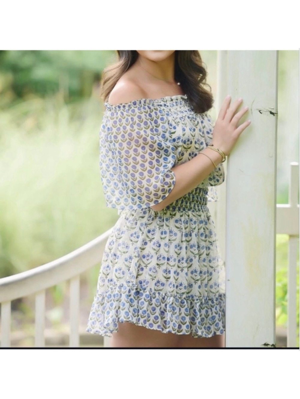 MISA Los Angeles Severine Pura Vida Blue Floral Mini Dress L